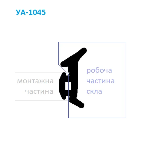 Пример установки уплотнителя УА-1045 в паз алюминиевой рамы для герметизации стекла.
