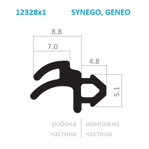 Чертеж и размеры ремонтного уплотнителя REHAU Synego Geneo