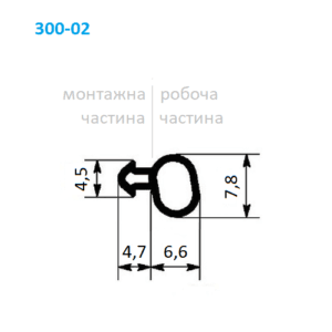 Схема віконного ущільнювача притвору 300-02 для Інтернова, Панорама