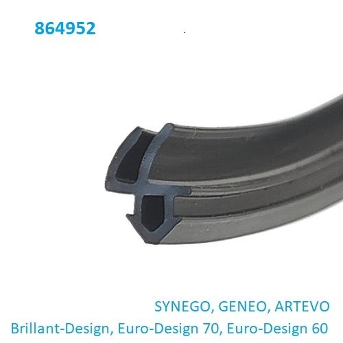 Оригинальный двухлепестковый черный уплотнитель Rehau 864952 EPDM для пластиковых окон