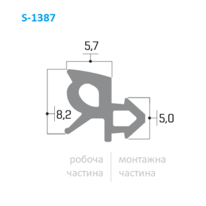 Технічне креслення ущільнювача склопакету для вікон Rehau чорний каучук EPDM