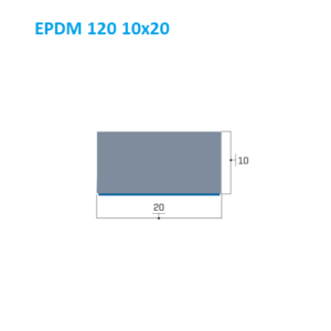 Схема перетину мікропористого ущільнювача EPDM розміром 10 мм висота на 20 мм ширина