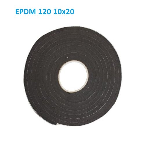 Каучуковий самоклеючий ущільнювач EPDM 120 10х20 мм чорного кольору в рулоні 5 метрів Alenor